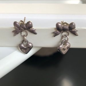 Valentines sale! Sterling Silver charming bow & heart earrings💕